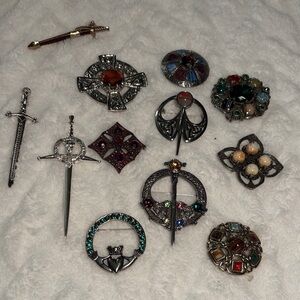 Vintage Brooch and Pin Collection Gorgeous Gem Stones, Well Made